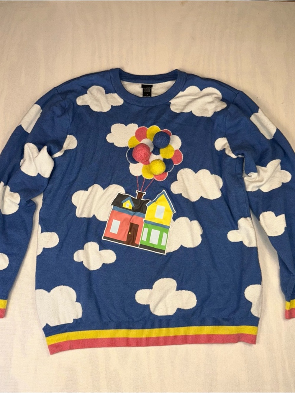 Disney Pixar Up Movie with 3D Balloons / Pompoms Very Soft Sweater Size: Large